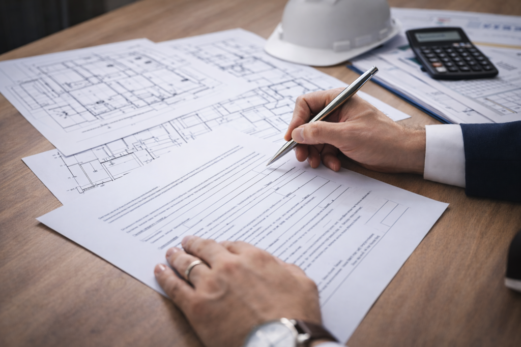 Técnico revisando documentación para una declaración responsable antes de abrir un negocio